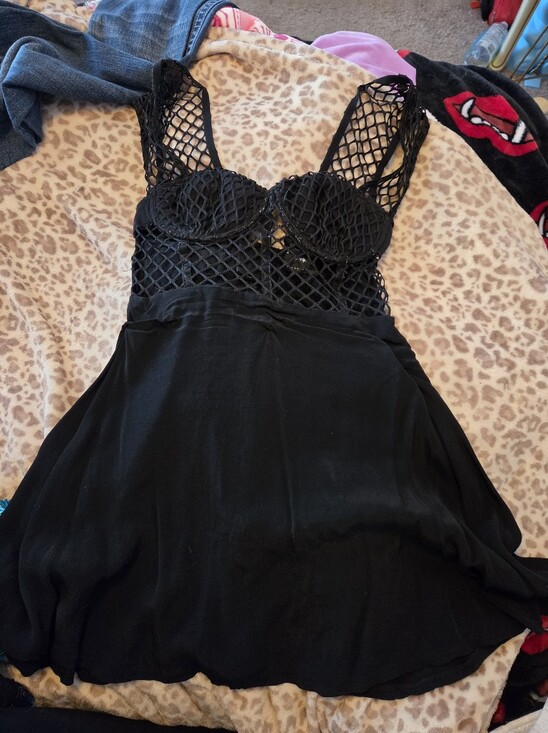 Nasty Gal Dresses & Skirts - Nasty Gal Black Mesh Bodice Skater Dress